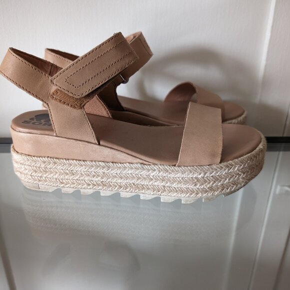 SOREL CAMERON FLATFORM WEDGE SANDAL HONEST BEIGE - Size 6 - Picture 5 of 9